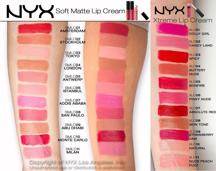 Nyx Lip Cream Color Chart